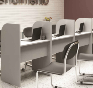 Baias de atendimento, cores variadas modelo com curva superior BT-17