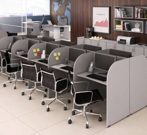 Baias de telemarketing confeccionado em mdp 15,18,25mm BT-20